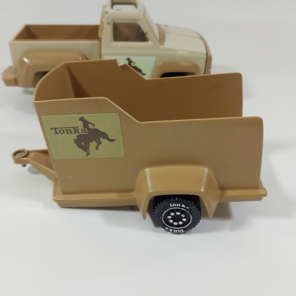 Vintage 1979 Tonka Buckin' Bronco Pick-Up Truck w/ Horse Trailer Tan #812562 - Picture 10 of 11